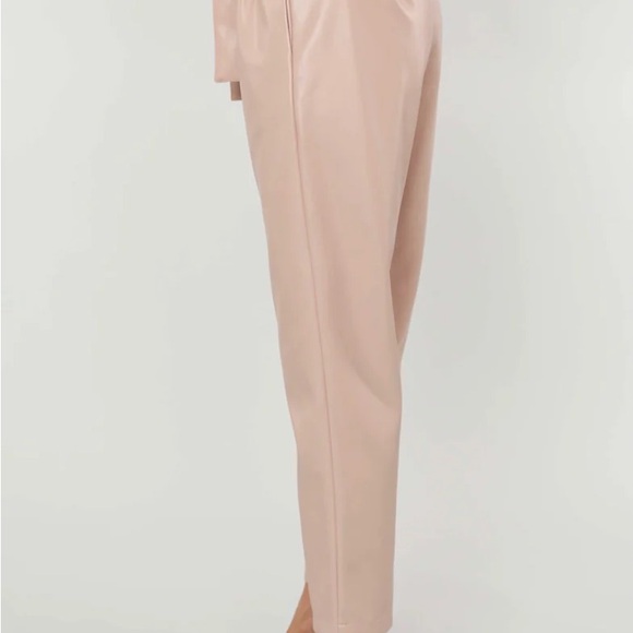Faux leather blush pink metallic paper bag pants size XS NWT - Picture 2 of 5